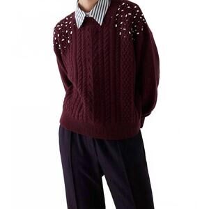 NEW EXQUISE araylia cable sweater in wine